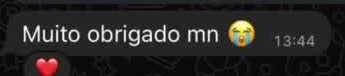 Trecho da conversa: Muito obrigado mn
